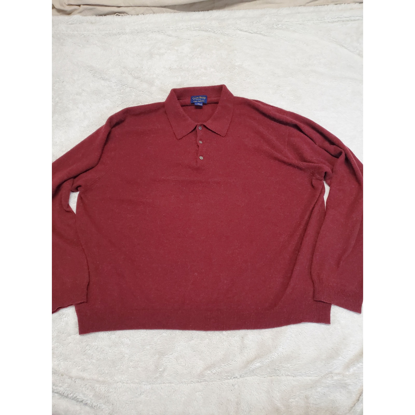 Club Room Deep Red Cashmere Classic Luxury 1/4 Button Sweater Men Xxl Capsule